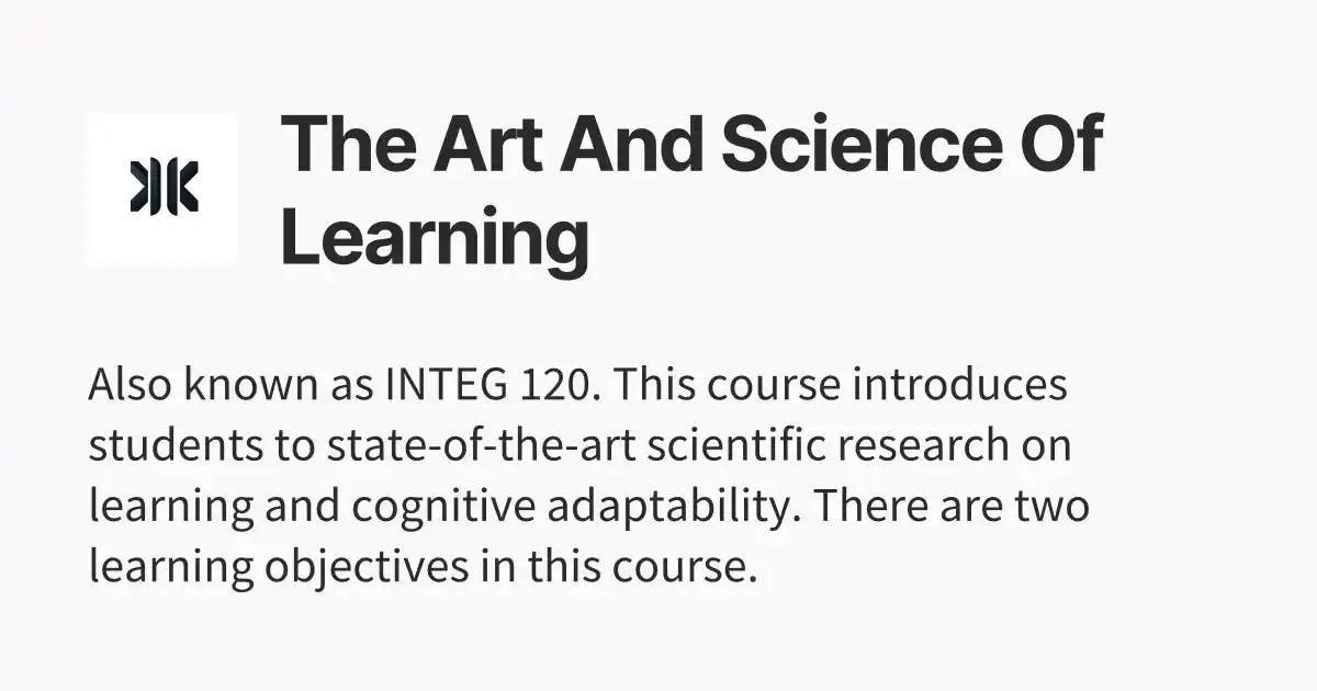 The Art And Science Of Learning