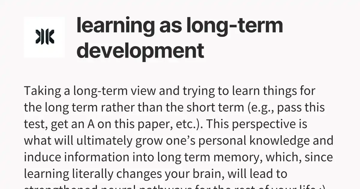learning as long-term development